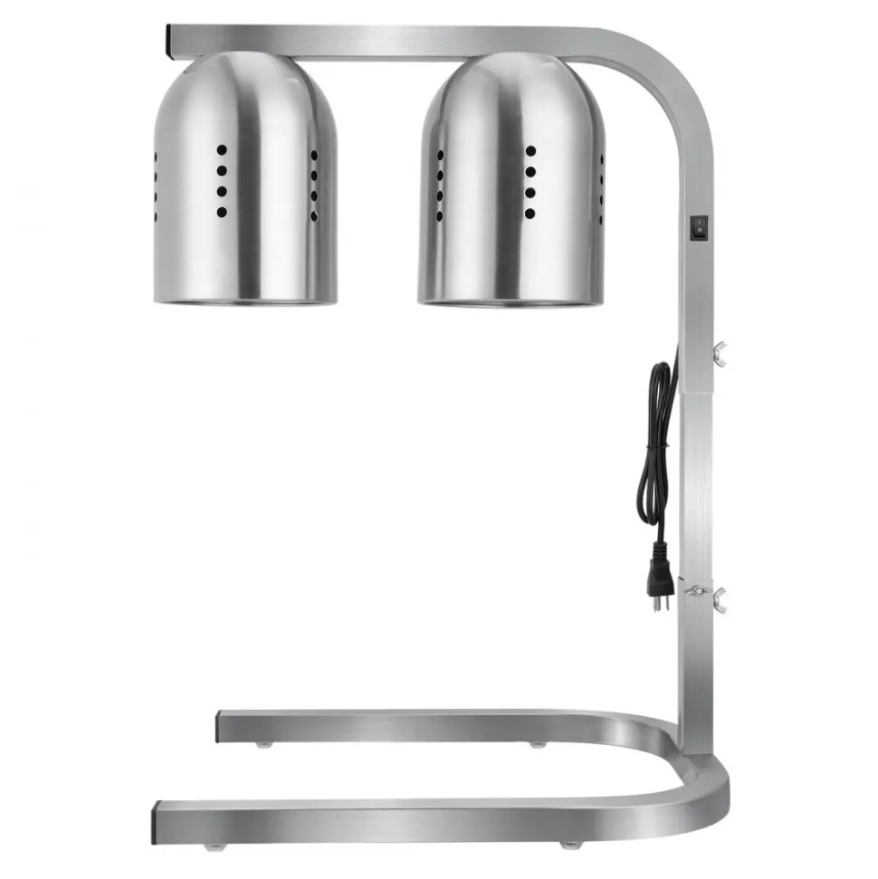 VEVOR Food Heat Lamp, 500W Bulbs, Commercial Food Warmer Light, Electric Stainless Steel French Fry Heating Lamp, Free-standing, Catering Food Warming Equipment for Kitchen Buffet Restaurant, Silver
