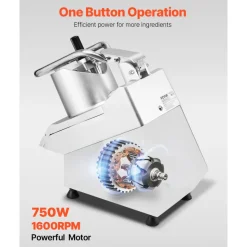 VEVOR Food Processor & Vegetable Chopper, 2 Feeding Holes Food-Grade Stainless Steel Food Processor Chopper with Detachable 6 Blades, 3mm/5mm/7mm/10mm Shredder, 2mm/4mm Slicer, for Vegetables, Fruit