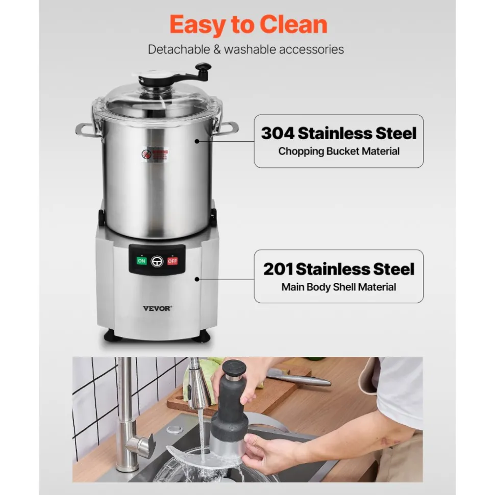 VEVOR Food Processor & Vegetable Chopper, 19 Quart Food-Grade Stainless Steel Food Processor Chopper with S-Curve Blade and Scraper, Ideal for Chopping Vegetables, Fruit, Grains, Nuts