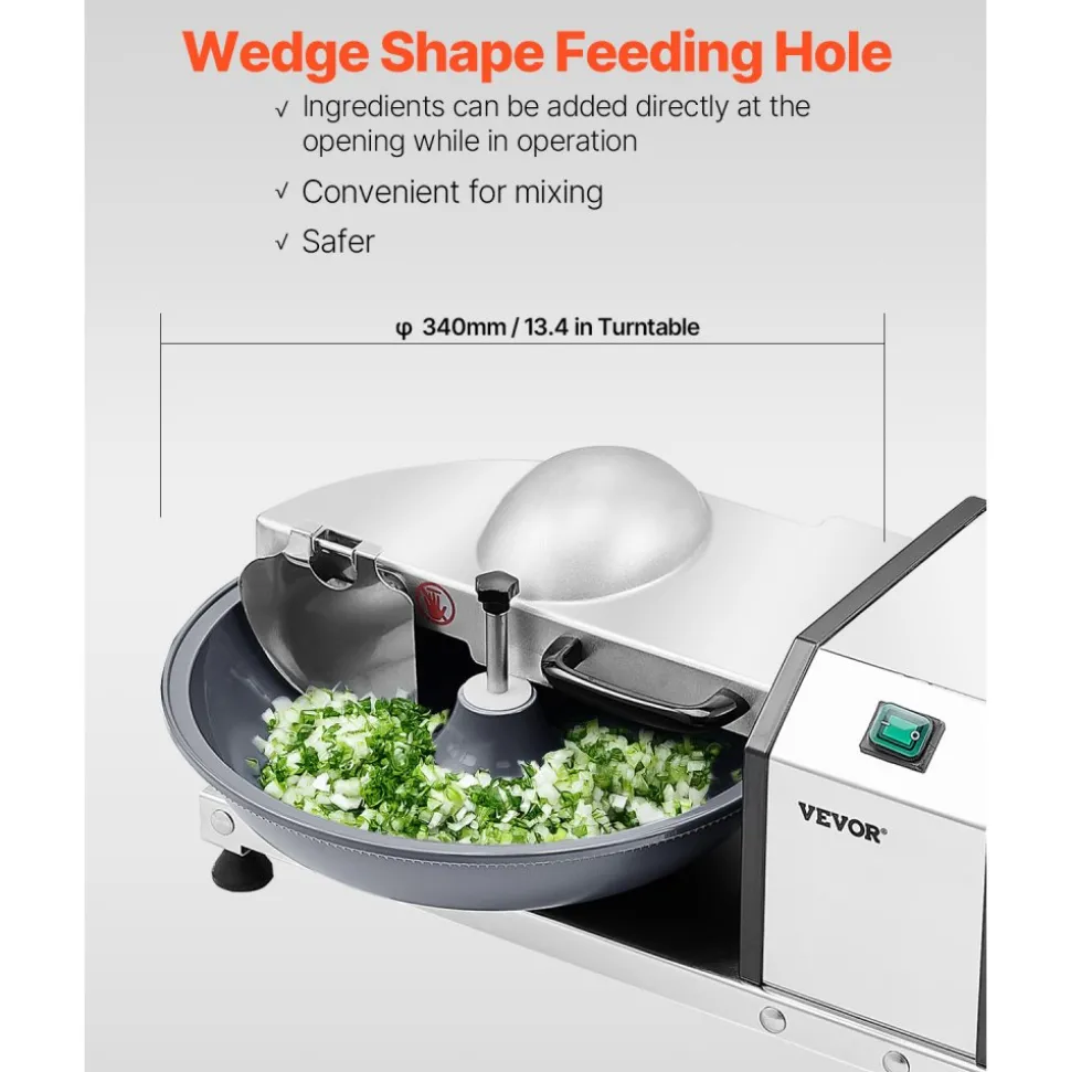 VEVOR Food Processor & Vegetable Chopper, 3000RPM Food-Grade Stainless Steel Food Processor Chopper with S-Curve Blade, Multifunctional for Chopping Vegetables, Fruit, Grains, Nuts