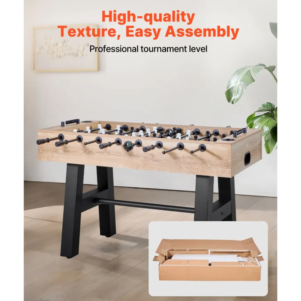 VEVOR Foosball Table, 55 inch Standard Size Table, Indoor Full Size Foosball Tables for Home, Family, and Game Room, Durable Soccer Set, Includes 4 Balls, Score Keeper, and 2 Cup Holders