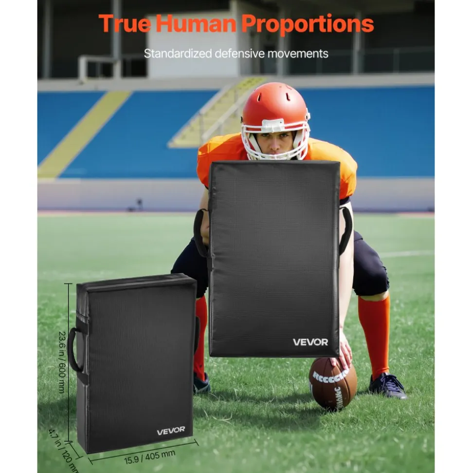 VEVOR Football Blocking Dummy, 24x16 in Blocking Pads, Kick Shield Pad with Handles, High-Density Sponge Tackle Dummies, Heavy Duty Training Equipment for Basketball Hockey Lacrosse, Black, 1PCS
