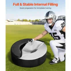 VEVOR Football Tackle Wheel, Football Tackling Dummy, Waterproof PVC and High-Density Sponge Tackle Ring, Dummies Training Equipment with Straps, for Blocking, Hitting Drills and Practice, Black, 1PCS