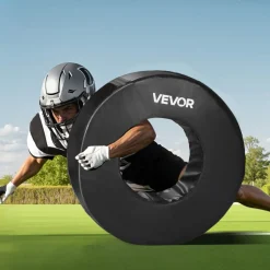 VEVOR Football Tackle Wheel, Football Tackling Dummy, Waterproof PVC and High-Density Sponge Tackle Ring, Dummies Training Equipment with Straps, for Blocking, Hitting Drills and Practice, Black, 1PCS