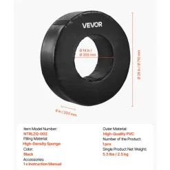 VEVOR Football Tackle Wheel, Football Tackling Dummy, Waterproof PVC and High-Density Sponge Tackle Ring, Dummies Training Equipment with Straps, for Blocking, Hitting Drills and Practice, Black, 1PCS