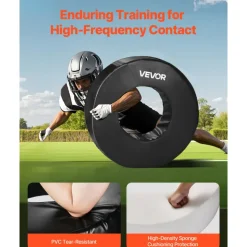 VEVOR Football Tackle Wheel, Football Tackling Dummy, Waterproof PVC and High-Density Sponge Tackle Ring, Dummies Training Equipment with Straps, for Blocking, Hitting Drills and Practice, Black, 1PCS