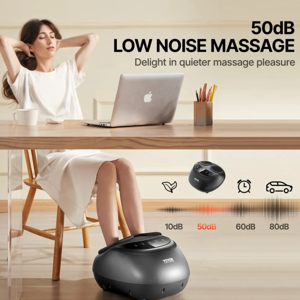 VEVOR Foot Massager Machine with Heat, Deep-Kneading, Compression, and Shiatsu for Plantar Fasciitis, Neuropathy, Gifts for Men, Women - Fits up to Men Size 12