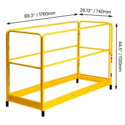 VEVOR 6 Foot Scaffolding Safety Guardrail, Rustproof Solid Carbon Steel Scaffold Guard Rail of 55.4 lbs Load Capacity, Baker Style Metal Guardrails Accessory System for Scaffolding Platform, Yellow