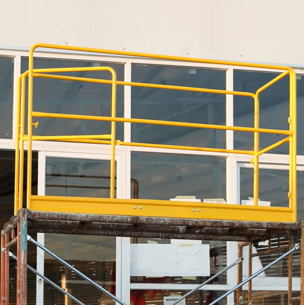 VEVOR 6 Foot Scaffolding Safety Guardrail, Rustproof Solid Carbon Steel Scaffold Guard Rail of 55.4 lbs Load Capacity, Baker Style Metal Guardrails Accessory System for Scaffolding Platform, Yellow