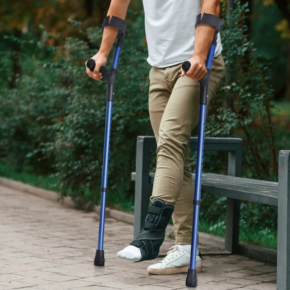 VEVOR Forearm Crutches for Adults, 11-Level Height Adjustable Walking Crutches with 4-Level Upper Cuff, Lightweight Aluminum Medical Support Crutches for Leg Injury Surgery Disabled, 1 Pair (350LBS)