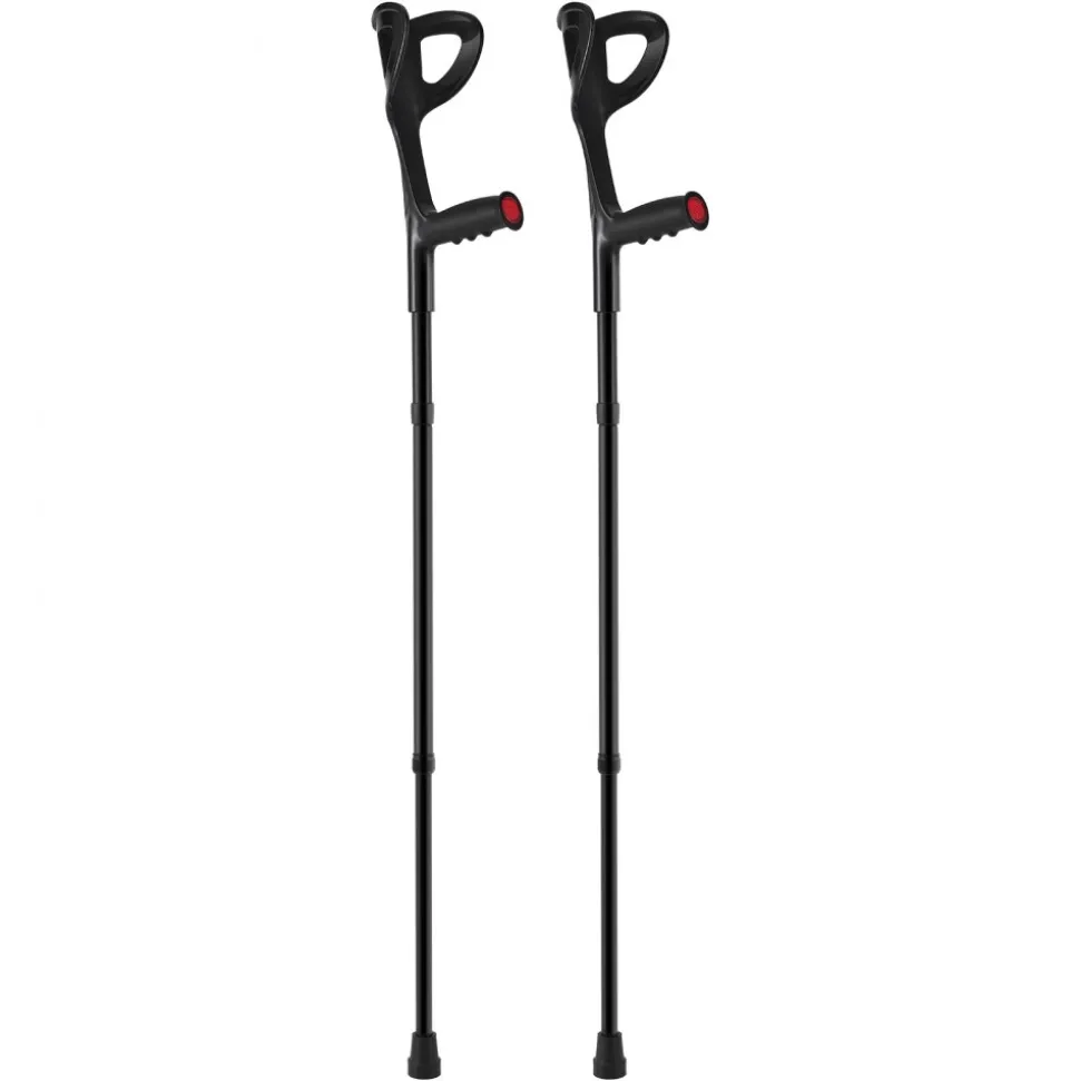 VEVOR Forearm Crutches for Adults, Folding Walking Forearm Crutches with 10-Level Adjustable Height, Lightweight Aluminum Medical Crutches with Open Cuff for Leg Injury Surgery Disabled, 1 Pair 350LBS