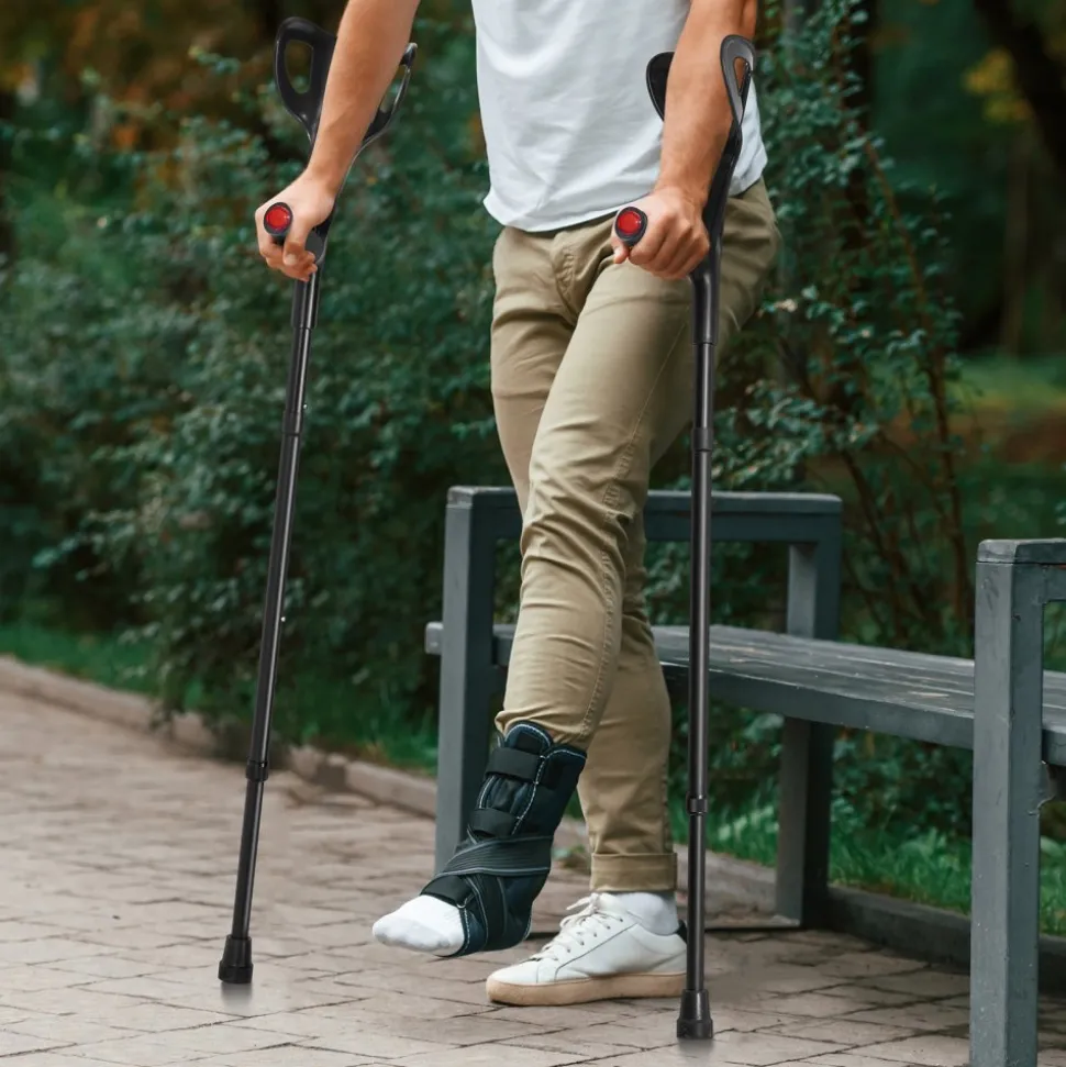 VEVOR Forearm Crutches for Adults, Folding Walking Forearm Crutches with 10-Level Adjustable Height, Lightweight Aluminum Medical Crutches with Open Cuff for Leg Injury Surgery Disabled, 1 Pair 350LBS