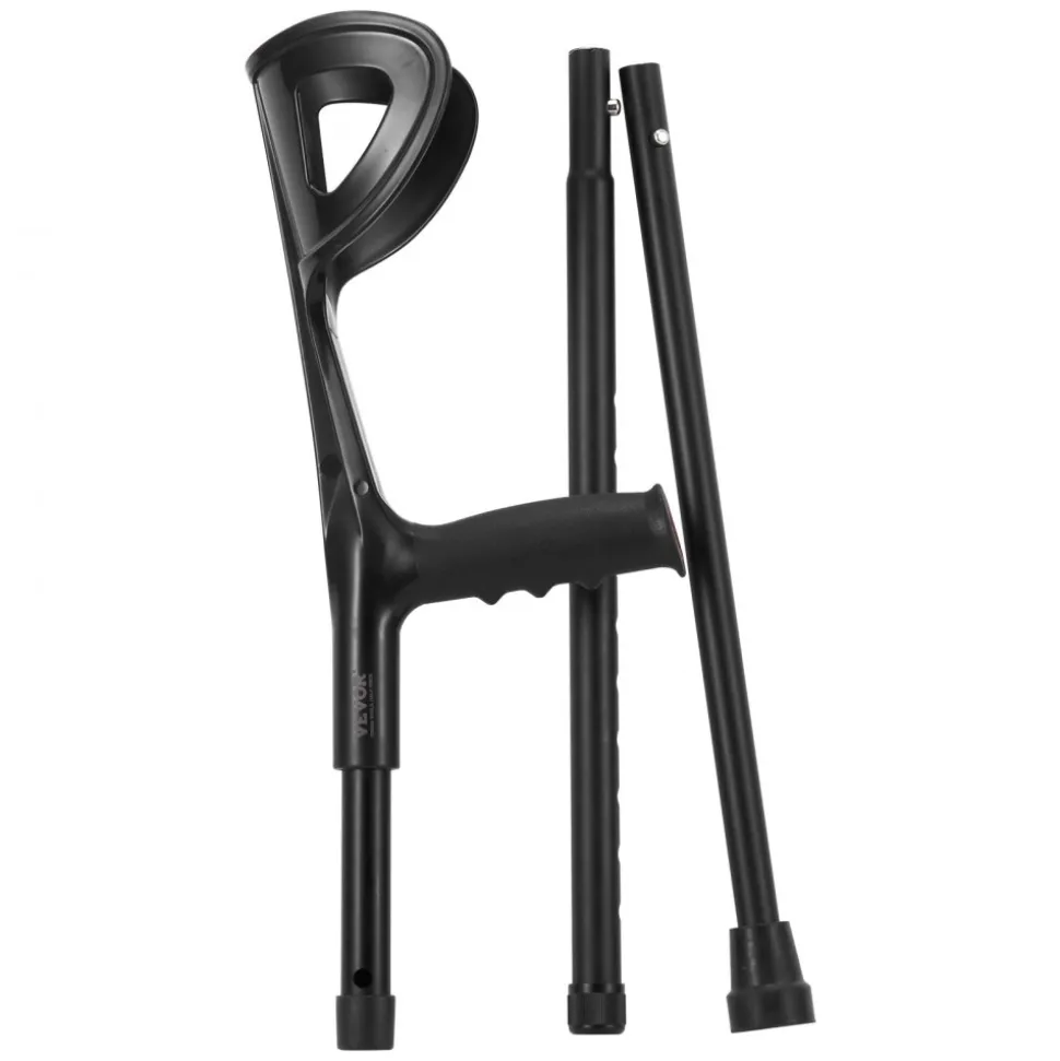 VEVOR Forearm Crutches for Adults, Folding Walking Forearm Crutches with 10-Level Adjustable Height, Lightweight Aluminum Medical Crutches with Open Cuff for Leg Injury Surgery Disabled, 1 Pair 350LBS