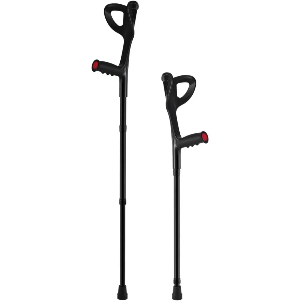 VEVOR Forearm Crutches for Adults, Folding Walking Forearm Crutches with 10-Level Adjustable Height, Lightweight Aluminum Medical Crutches with Open Cuff for Leg Injury Surgery Disabled, 1 Pair 350LBS
