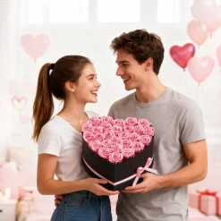 VEVOR Forever Flowers, 27 Preserved Roses in a Heart Shape Box, Eternal Flowers Immortal Bouquet Birthday Present for Women Her Wife Mothers, Anniversary, Valentine's Day,Christmas, Pink