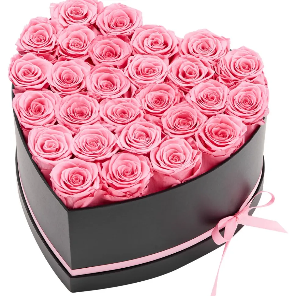 VEVOR Forever Flowers, 27 Preserved Roses in a Heart Shape Box, Eternal Flowers Immortal Bouquet Birthday Present for Women Her Wife Mothers, Anniversary, Valentine's Day,Christmas, Pink