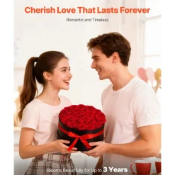 VEVOR Forever Flowers, 50 Preserved Roses in a Box, Eternal Flowers Immortal Bouquet Birthday Present for Delivery Prime Women Her Wife Mothers, Anniversary, Valentine's Day,Christmas, Sweet Pink