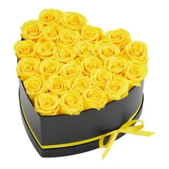 VEVOR Forever Flowers, 27 Preserved Roses in a Heart Shape Box, Eternal Flowers Immortal Bouquet Birthday Present for Women Her Wife Mothers, Anniversary, Valentine's Day,Christmas, Yellow