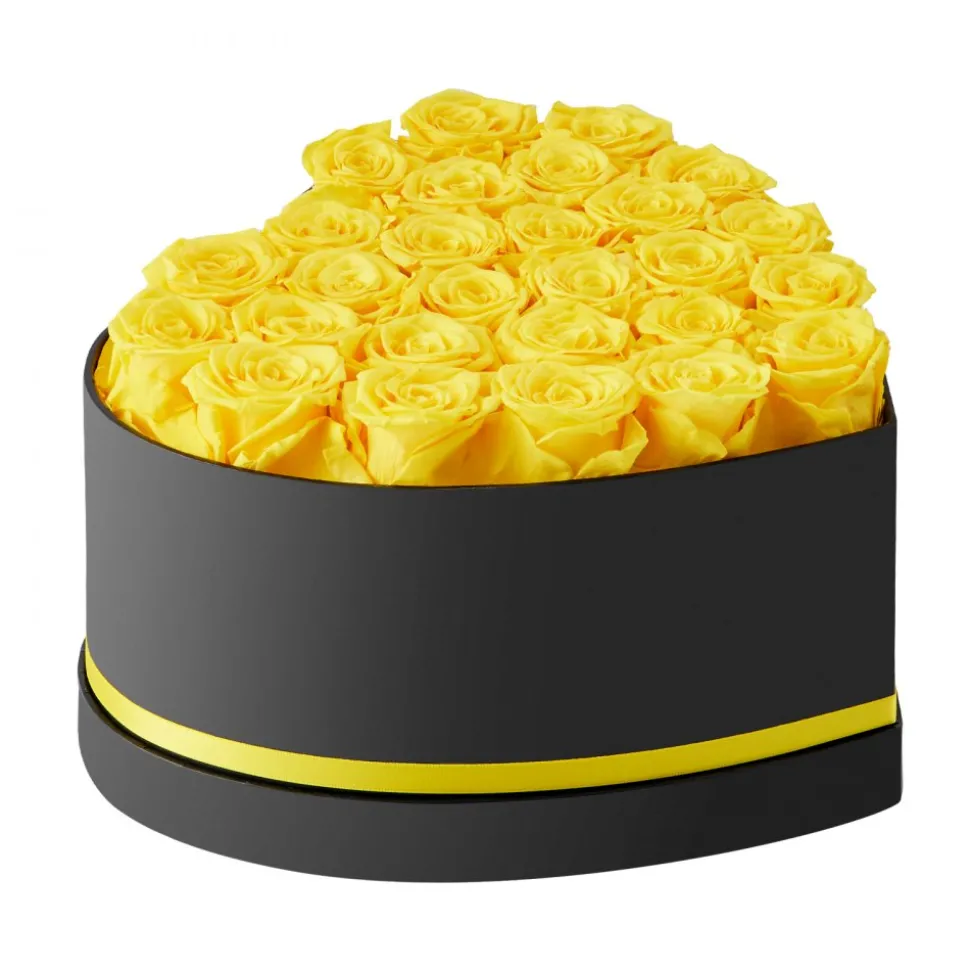 VEVOR Forever Flowers, 27 Preserved Roses in a Heart Shape Box, Eternal Flowers Immortal Bouquet Birthday Present for Women Her Wife Mothers, Anniversary, Valentine's Day,Christmas, Yellow