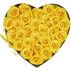 VEVOR Forever Flowers, 27 Preserved Roses in a Heart Shape Box, Eternal Flowers Immortal Bouquet Birthday Present for Women Her Wife Mothers, Anniversary, Valentine's Day,Christmas, Yellow