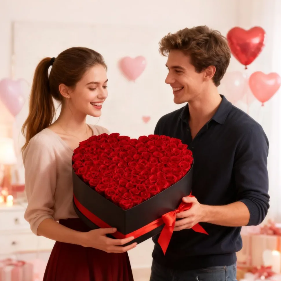 VEVOR Forever Flowers, 100 Preserved Roses in a Heart Shape Box, Eternal Flowers Immortal Bouquet Birthday Present for Women Her Wife Mothers, Anniversary, Valentine's Day,Christmas, Red