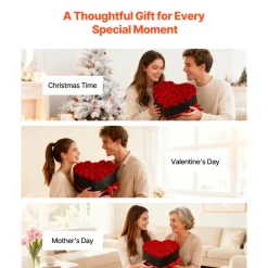 VEVOR Forever Flowers, 27 Preserved Roses in a Heart Shape Box, Eternal Flowers Immortal Bouquet Birthday Present for Delivery Prime Women Her Wife Mothers, Anniversary, Valentine's Day,Christmas, Red