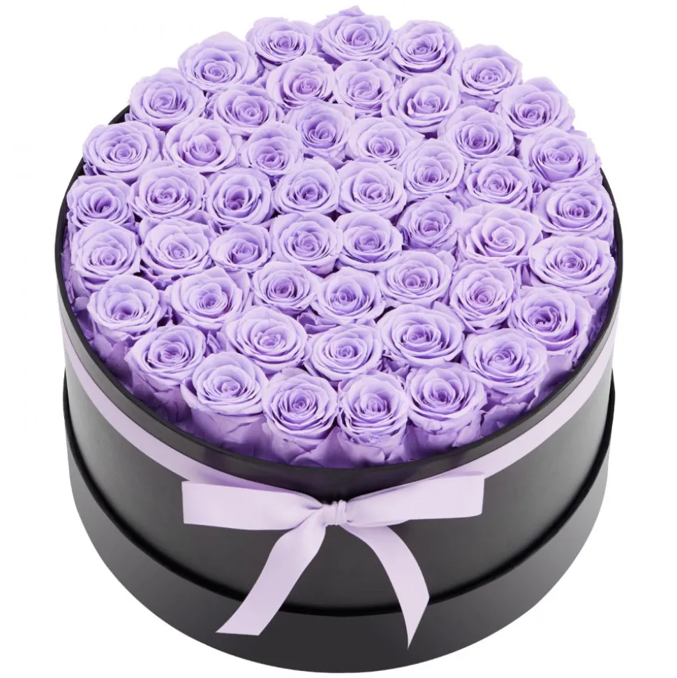 VEVOR Forever Flowers, 50 Preserved Roses in a Box, Eternal Flowers Immortal Bouquet Birthday Present for Women Her Wife Mothers, Anniversary, Valentine's Day,Christmas, Lavender Purple