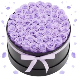 VEVOR Forever Flowers, 50 Preserved Roses in a Box, Eternal Flowers Immortal Bouquet Birthday Present for Women Her Wife Mothers, Anniversary, Valentine's Day,Christmas, Lavender Purple