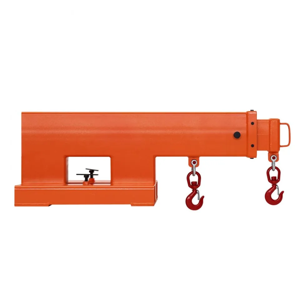VEVOR Forklift Jib Boom Crane, 5500 lbs Capacity, Forklift Mobile Crane Lifting Hoist with 2 Hooks, Manual Telescopic 47.2-73.5 in, Boom Attachment Towing Handling Equipment for Warehouse & Factories