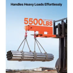 VEVOR Forklift Jib Boom Crane, 5500 lbs Capacity, Forklift Mobile Crane Lifting Hoist with 2 Hooks, Manual Telescopic 47.2-73.5 in, Boom Attachment Towing Handling Equipment for Warehouse & Factories