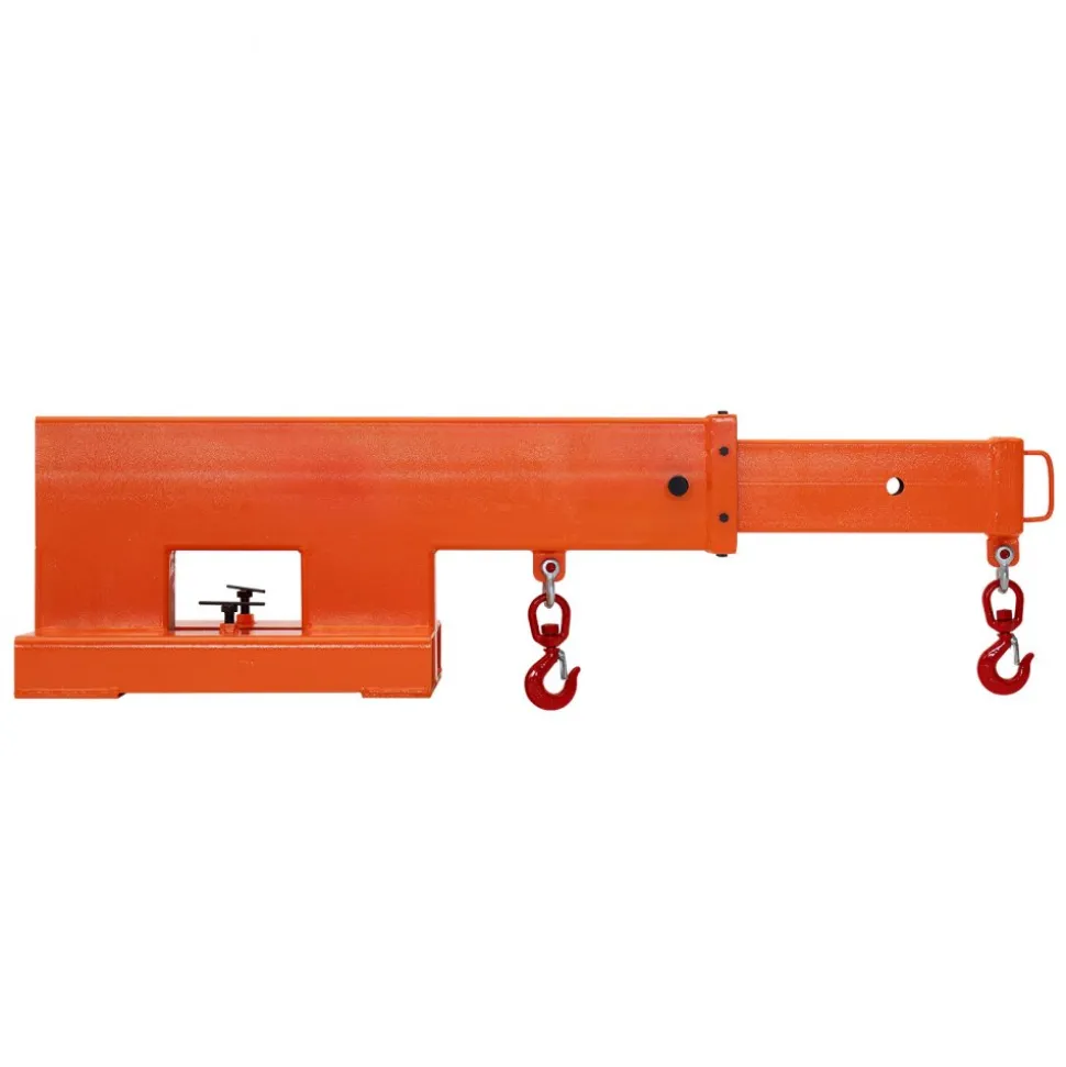 VEVOR Forklift Jib Boom Crane, 5500 lbs Capacity, Forklift Mobile Crane Lifting Hoist with 2 Hooks, Manual Telescopic 47.2-73.5 in, Boom Attachment Towing Handling Equipment for Warehouse & Factories