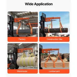 VEVOR Forklift Jib Boom Crane, 5500 lbs Capacity, Forklift Mobile Crane Lifting Hoist with 2 Hooks, Manual Telescopic 47.2-73.5 in, Boom Attachment Towing Handling Equipment for Warehouse & Factories