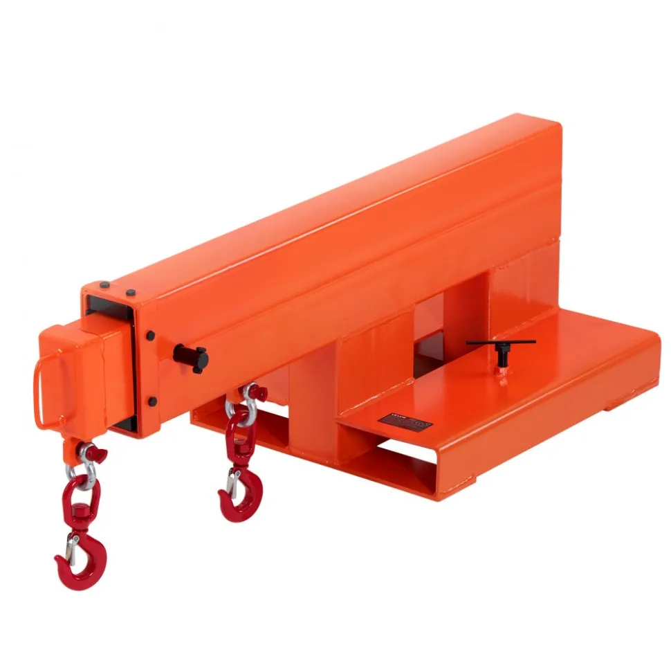 VEVOR Forklift Jib Boom Crane, 5500 lbs Capacity, Forklift Mobile Crane Lifting Hoist with 2 Hooks, Manual Telescopic 47.2-73.5 in, Boom Attachment Towing Handling Equipment for Warehouse & Factories