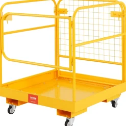 VEVOR Forklift Safety Cage, 1200 lbs Load Capacity, 36 x 36 inches Folding Forklift Work Platform with Lockable Swivel Wheels, Drain Hole & Device Chain, Holds 1 to 2 Adults, Perfect for Aerial Work