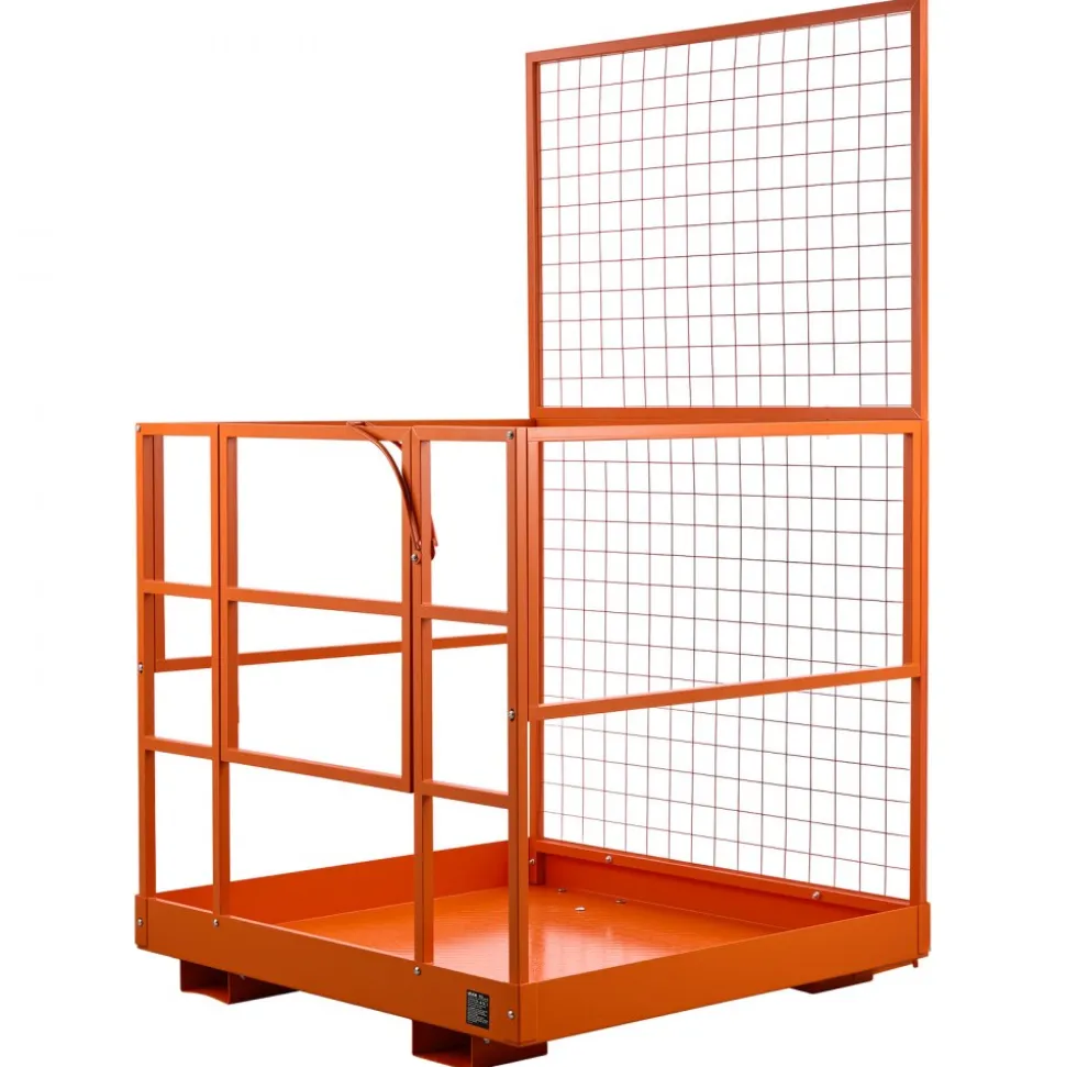 VEVOR Forklift Safety Cage, 48.2 x 45.2 Inch, Heavy Duty Forklift Man Basket, 1400 lbs Capacity Collapsible Work Platform Lift Basket with Safety Harness & Lock, for Most Aerial Jobs Lifting Loader