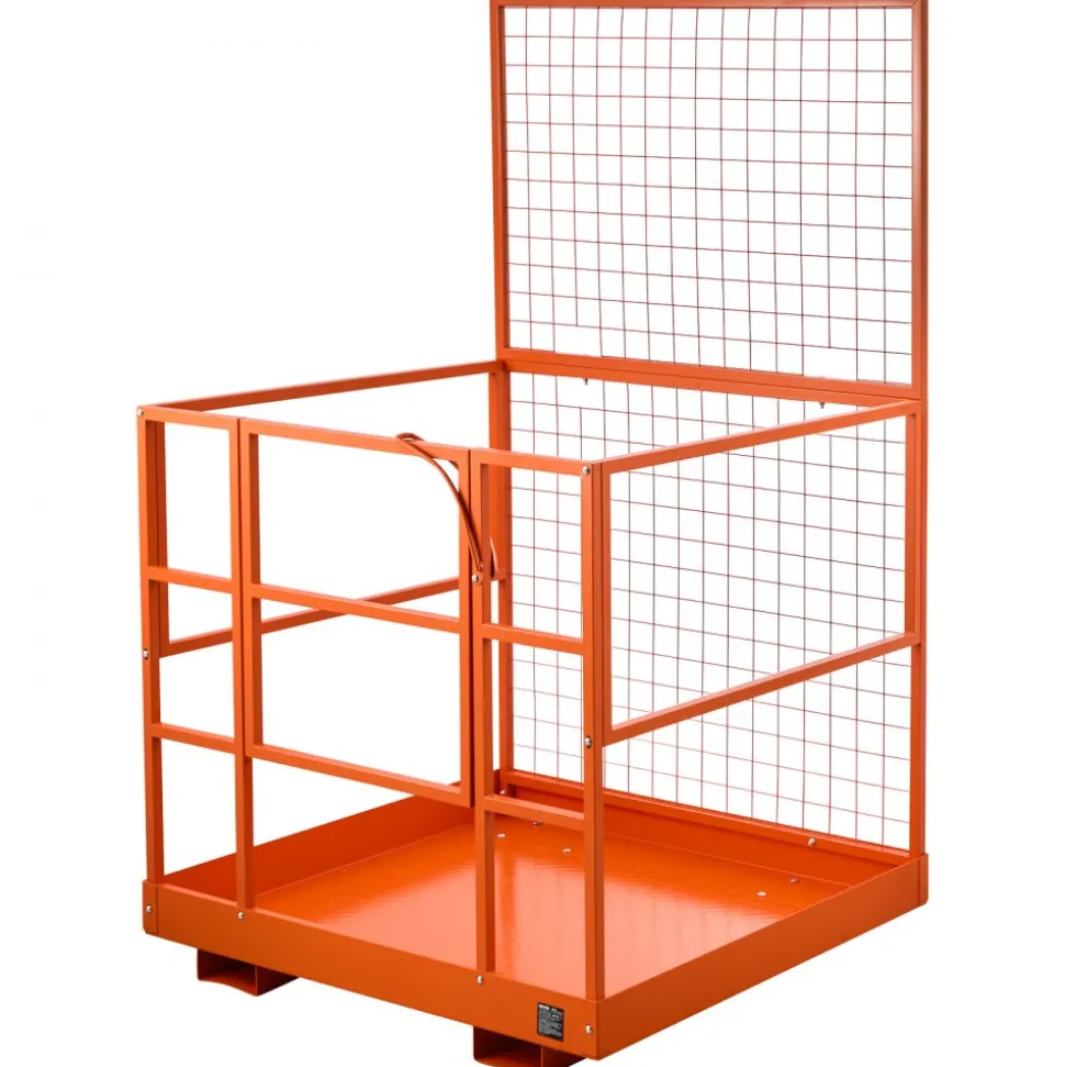 VEVOR Forklift Safety Cage, 48.2 x 45.2 Inch, Heavy Duty Forklift Man Basket, 1400 lbs Capacity Collapsible Work Platform Lift Basket with Safety Harness & Lock, for Most Aerial Jobs Lifting Loader