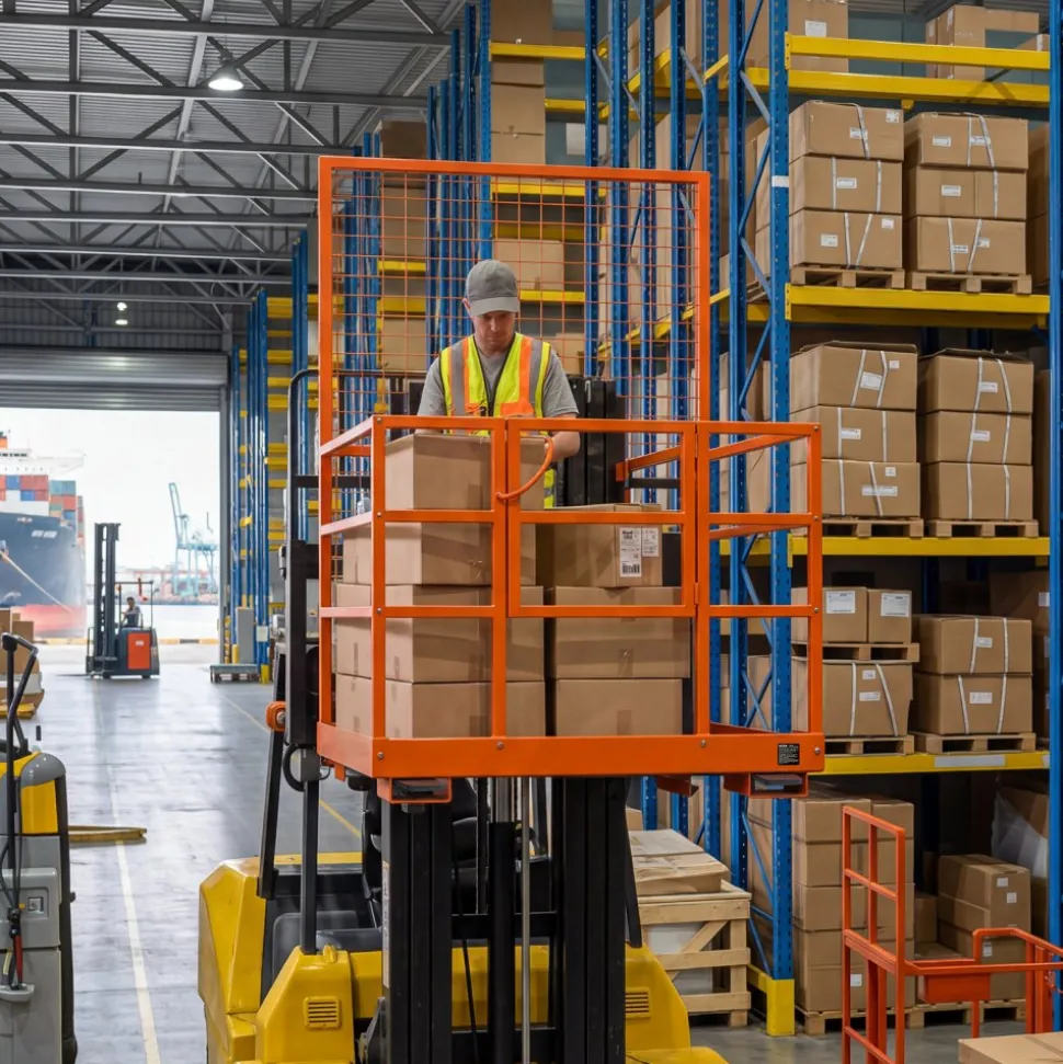 VEVOR Forklift Safety Cage, 48.2 x 45.2 Inch, Heavy Duty Forklift Man Basket, 1400 lbs Capacity Collapsible Work Platform Lift Basket with Safety Harness & Lock, for Most Aerial Jobs Lifting Loader