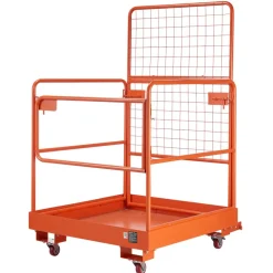 VEVOR Forklift Safety Cage, 36.2 x 41.1 Inch, Forklift Man Basket with 4 Wheels, 1200 lbs Capacity, Heavy Duty Work Platform Collapsible Lift Basket, Safety Harness, for Aerial Work Lifting Loader