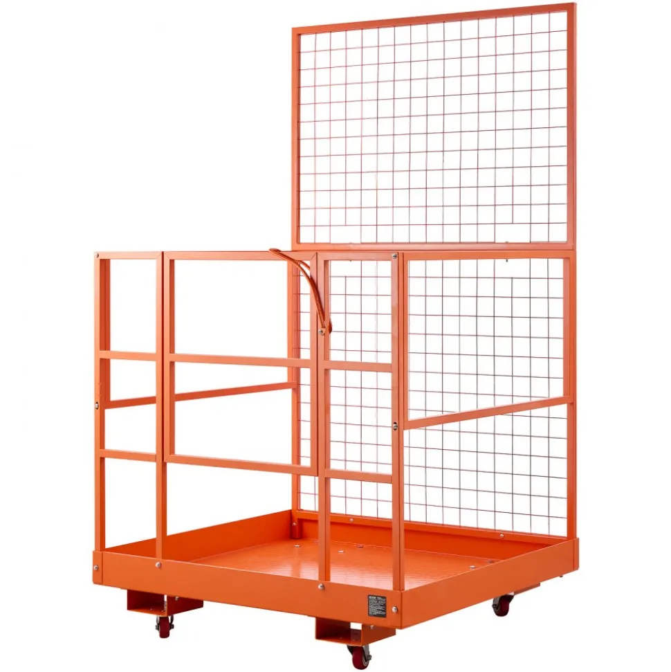 VEVOR Forklift Safety Cage, 36.6 x 36.6 Inch, Forklift Man Basket with 4 Wheels, 1200 lbs Capacity, Heavy Duty Work Platform, Collapsible Lift Basket Safety Set, for Most Aerial Jobs Lifting Loader