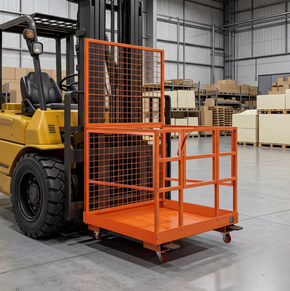 VEVOR Forklift Safety Cage, 36.6 x 36.6 Inch, Forklift Man Basket with 4 Wheels, 1200 lbs Capacity, Heavy Duty Work Platform, Collapsible Lift Basket Safety Set, for Most Aerial Jobs Lifting Loader