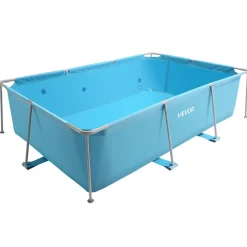 VEVOR Frame Above Ground Swimming Pool, 118 x 78 x 30 in Rectangular Steel Metal Frame, Large Rectangle Outdoor Backyard Family Pool, Easy to Assemble Rust-Resistant, 1046 Gallon Water Capacity, Blue