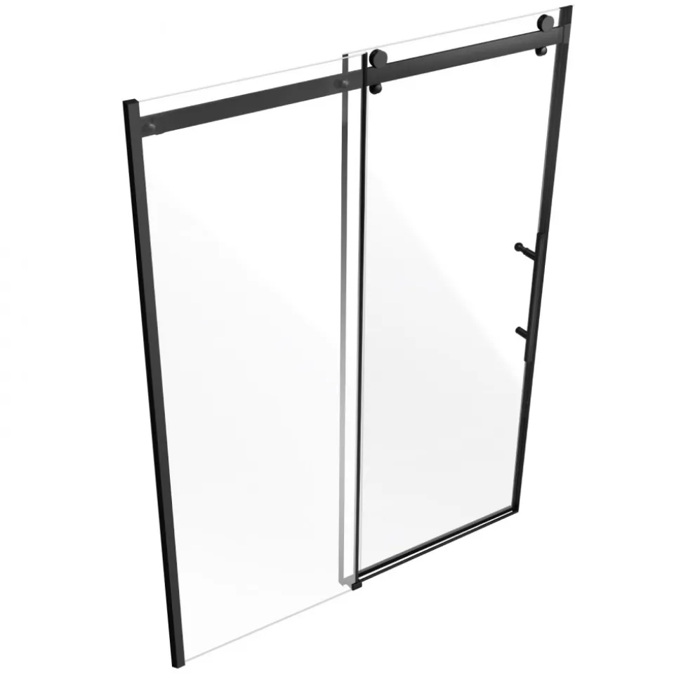 VEVOR Frameless Shower Door, 58-59 W x 75 H in, Shower Sliding Glass Door with 5/16 in(8mm) Clear SGCC Tempered Glass, Waterproof Shatterproof Stainproof with Stainless Steel Hardware, Matte Black