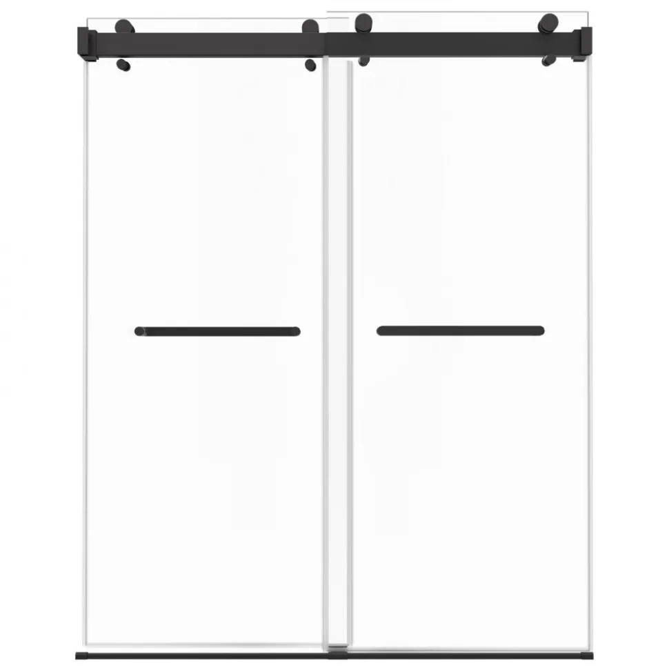 VEVOR Frameless Shower Door, 48" W x 76" H, Shower Sliding Glass Door with 3/8" (10 mm) Thick Clear Tempered Glass, Noiseless Shatterproof Nano Coating, with Rail, Seal Strip and Hardware Kit