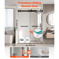 VEVOR Frameless Shower Door, 48