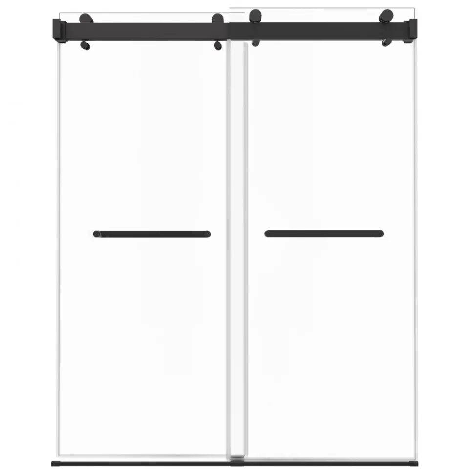 VEVOR Frameless Shower Door, 48" W x 76" H, Shower Sliding Glass Door with 3/8" (10 mm) Thick Clear Tempered Glass, Noiseless Shatterproof Nano Coating, with Rail, Seal Strip and Hardware Kit