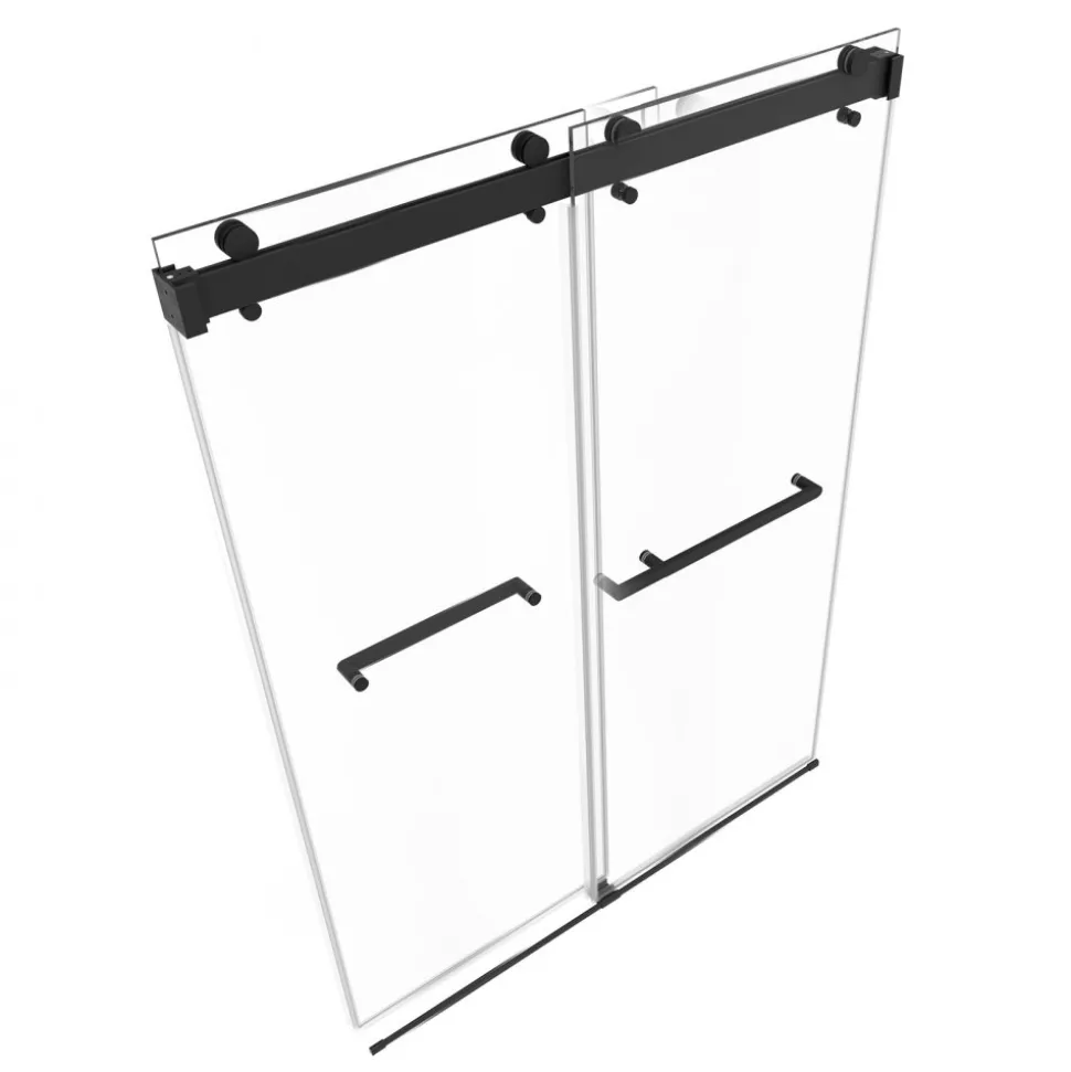 VEVOR Frameless Shower Door, 48" W x 76" H, Shower Sliding Glass Door with 3/8" (10 mm) Thick Clear Tempered Glass, Noiseless Shatterproof Nano Coating, with Rail, Seal Strip and Hardware Kit