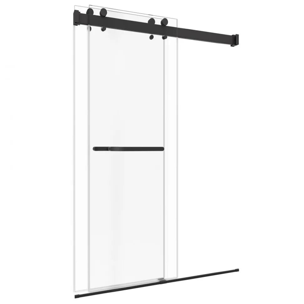 VEVOR Frameless Shower Door, 48" W x 76" H, Shower Sliding Glass Door with 3/8" (10 mm) Thick Clear Tempered Glass, Noiseless Shatterproof Nano Coating, with Rail, Seal Strip and Hardware Kit
