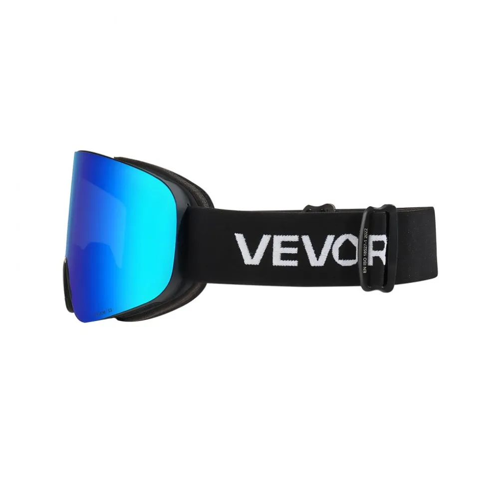 VEVOR Frameless Ski Goggles, Magnet Cylindrical Lens with Pink Revo Coating, OTG Anti fog Snow Goggles for Men Women Youth, TPU Frame & Ventilation Structure, Fit for Skiing, Skating, Snowboarding