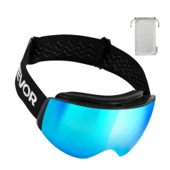 VEVOR Frameless Ski Goggles, Spherical Lens with Blue Revo Coating, OTG Anti fog Snow Goggles for Men Women Youth, TPU Frame & Ventilation Structure, Suitable for Skiing, Skating, Snowboarding