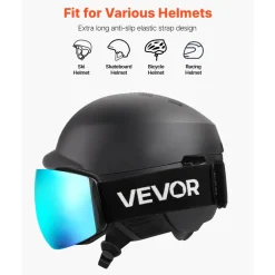 VEVOR Frameless Ski Goggles, Spherical Lens with Blue Revo Coating, OTG Anti fog Snow Goggles for Men Women Youth, TPU Frame & Ventilation Structure, Suitable for Skiing, Skating, Snowboarding